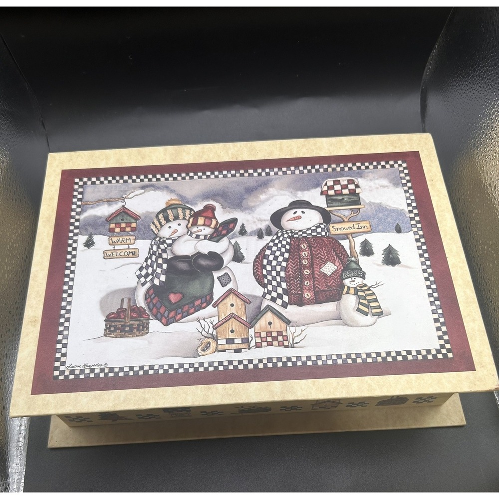 Vtg Seasons by Laurie Korsgaden Snowmen 1998 Stationary Box Set Folk Art